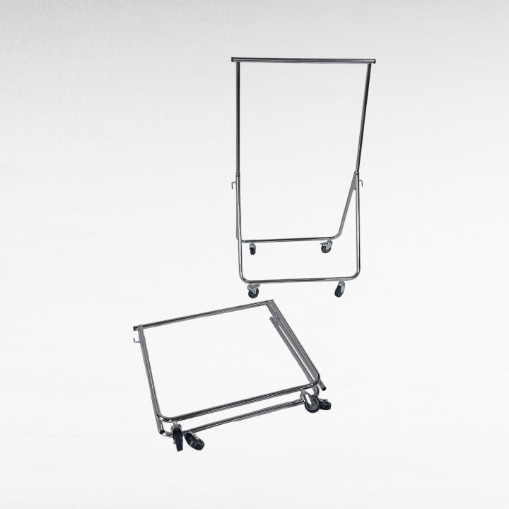 Folding Semi-Rack for Store or Representative | Adjustable Height 80-145cm | Chrome Finished